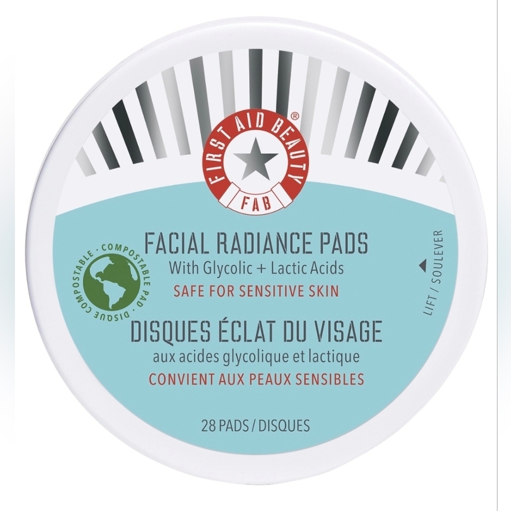 NEW First Aid Beauty Facial Radiance Pads | 28 Count | Glycolic + Lactic Acid